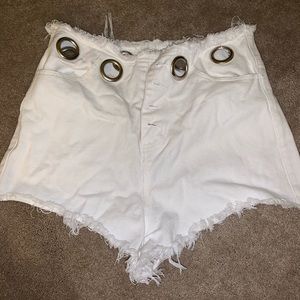 Honey punch white jean shorts